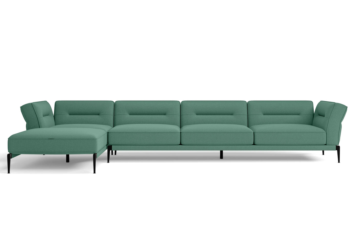 Ancona 3 Seater Left Hand Facing Chaise Lounge Corner Sofa Mint Green Linen