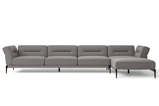 Ancona 4 Seater Left Hand Facing Chaise Lounge Corner Sofa Grey Linen