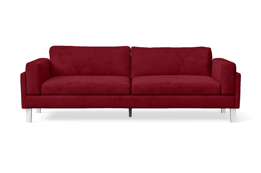 Gela 3 Seater Left Hand Facing Chaise Lounge Corner Sofa Red Linen