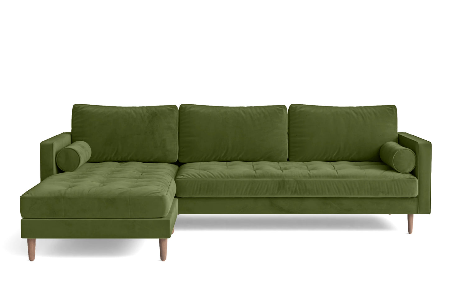 Gela 3 Seater Left Hand Facing Chaise Lounge Corner Sofa Lime Velvet