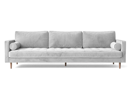 Gela 4 Seater Sofa White Velvet