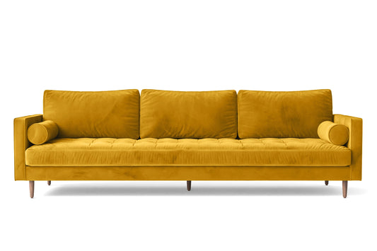 Gela 4 Seater Sofa Yellow Velvet