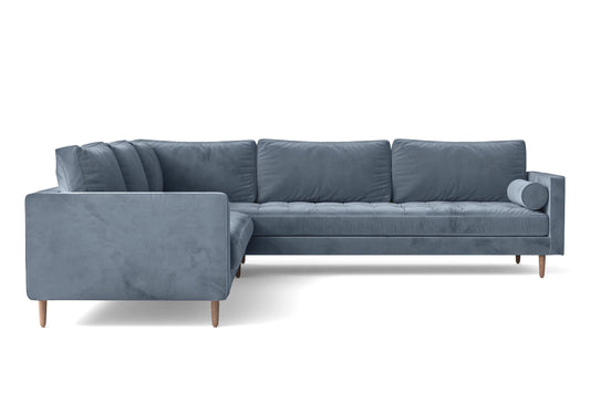 Gela 5 Seater Corner Sofa Baby Blue Velvet