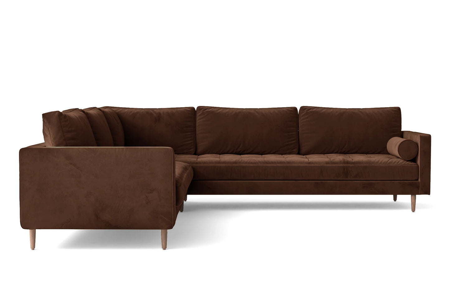 Gela 5 Seater Corner Sofa Coffee Brown Velvet