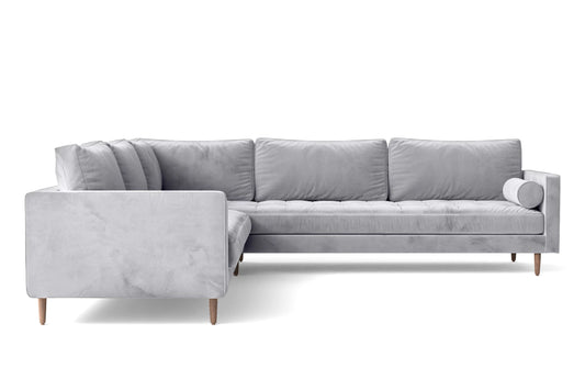 Gela 5 Seater Corner Sofa Silver Velvet