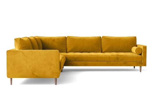 Gela 5 Seater Corner Sofa Yellow Velvet