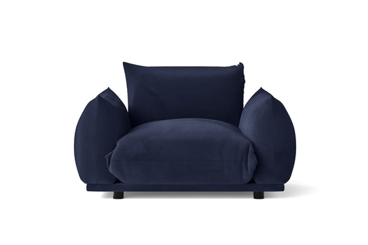 Ancona 4 Seater Right Hand Facing Chaise Lounge Corner Sofa Dark Blue Velvet