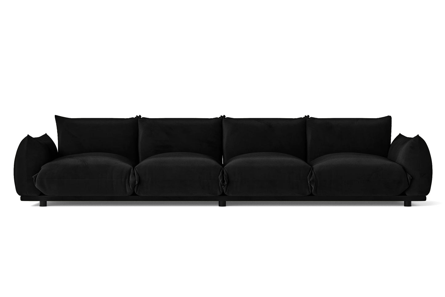 Ancona 4 Seater Left Hand Facing Chaise Lounge Corner Sofa Black Velvet