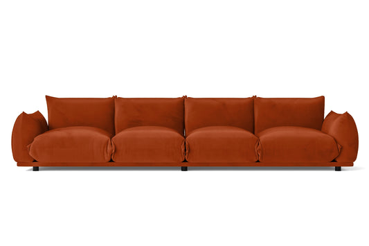 Minneapolis 4 Seater Sofa Orange Velvet