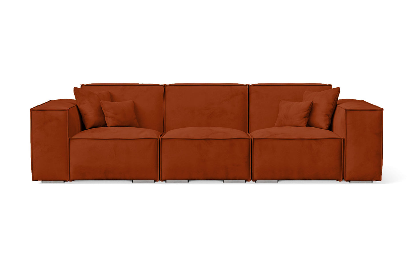 Naples 3 Seater Sofa Orange Velvet