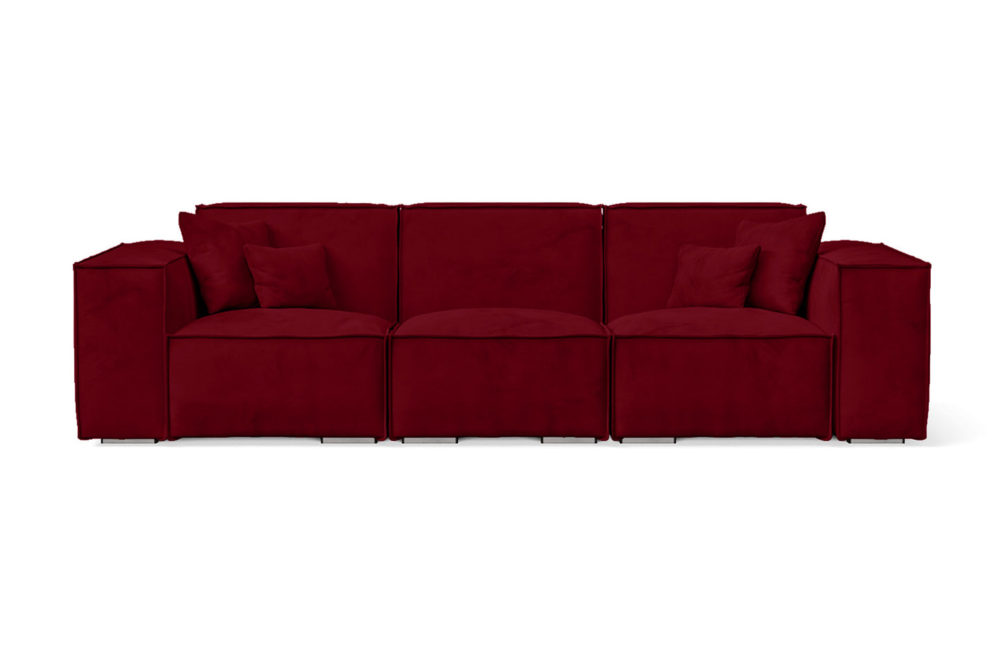 Naples 3 Seater Sofa Red Velvet