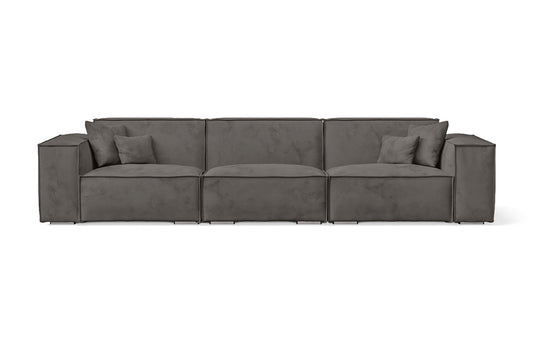 Naples 4 Seater Sofa Grey Velvet