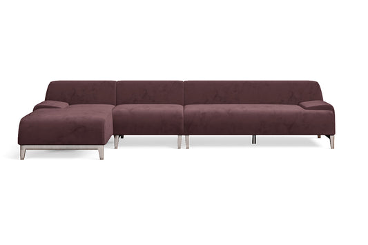 Pavia 4 Seater Left Hand Facing Chaise Lounge Corner Sofa Grape Velvet