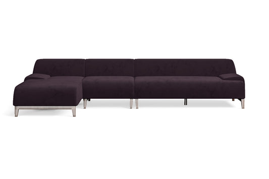 Pavia 4 Seater Left Hand Facing Chaise Lounge Corner Sofa Purple Velvet