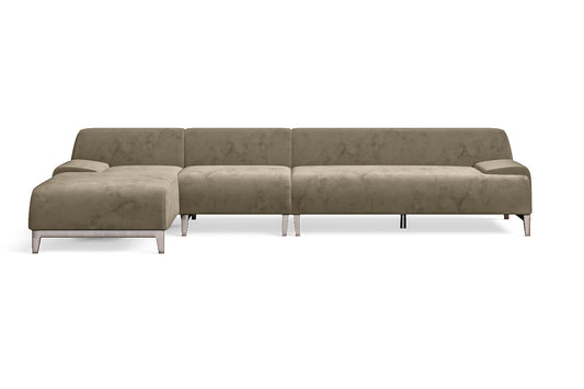 Pavia 4 Seater Left Hand Facing Chaise Lounge Corner Sofa Sand Velvet