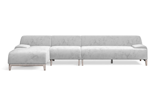 Pavia 4 Seater Left Hand Facing Chaise Lounge Corner Sofa White Velvet