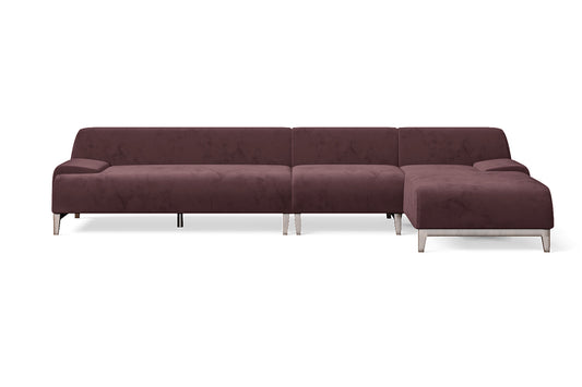 Pavia 4 Seater Right Hand Facing Chaise Lounge Corner Sofa Grape Velvet