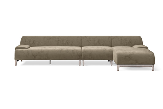 Pavia 4 Seater Right Hand Facing Chaise Lounge Corner Sofa Sand Velvet