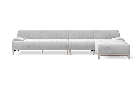 Pavia 4 Seater Right Hand Facing Chaise Lounge Corner Sofa White Velvet