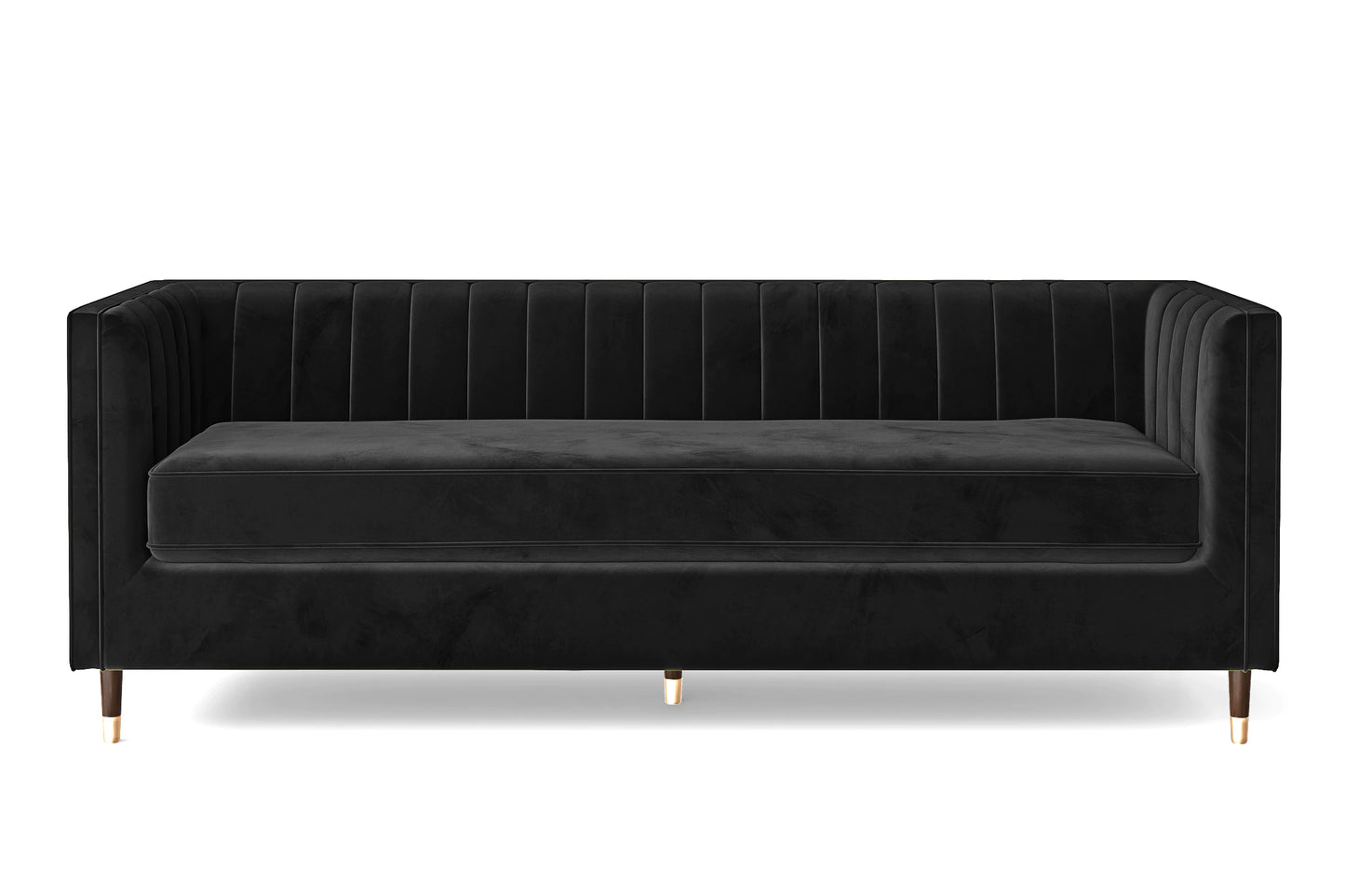 Gela 3 Seater Sofa Black Velvet