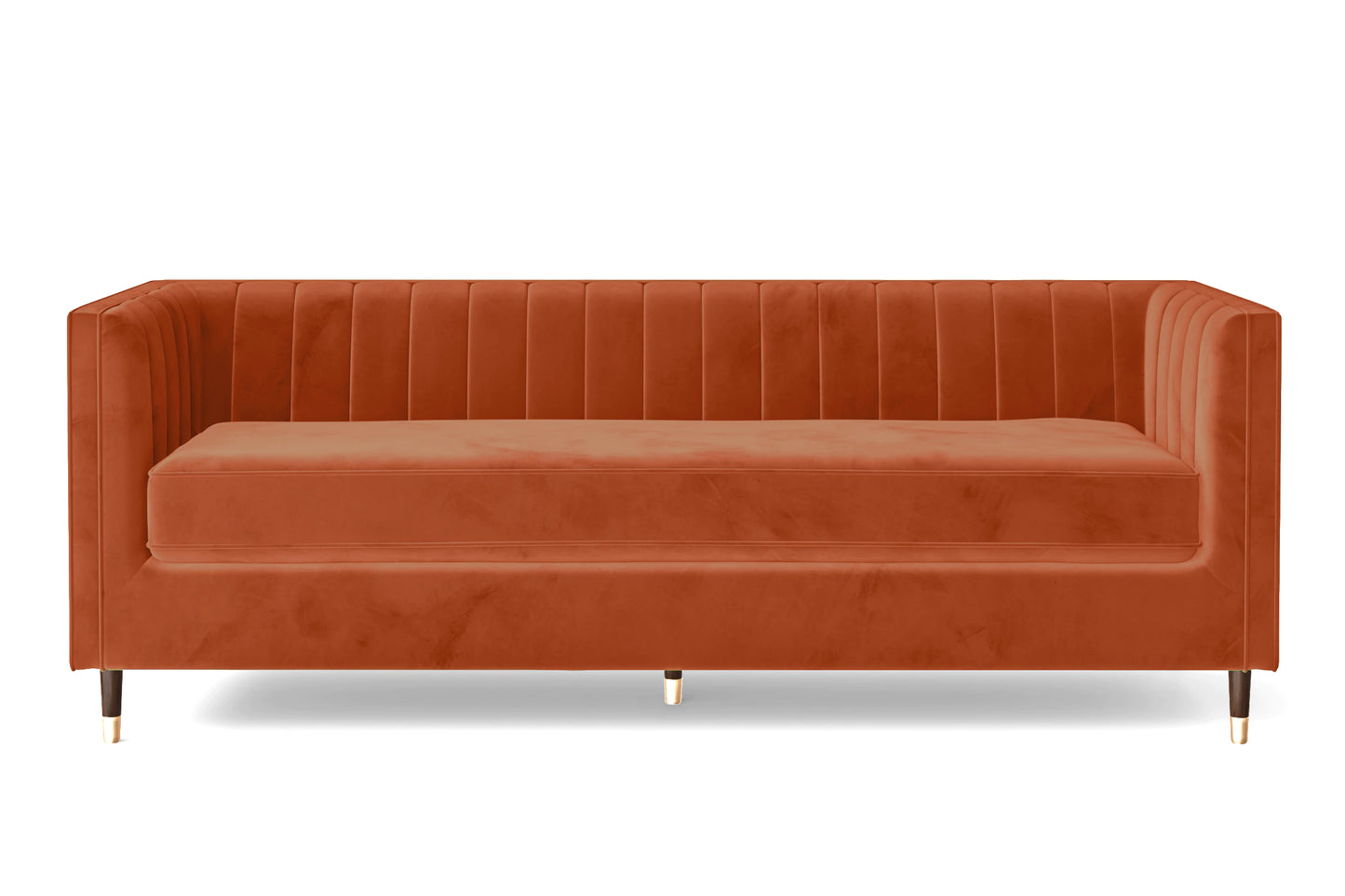 Gela 3 Seater Right Hand Facing Chaise Lounge Corner Sofa Orange Velvet